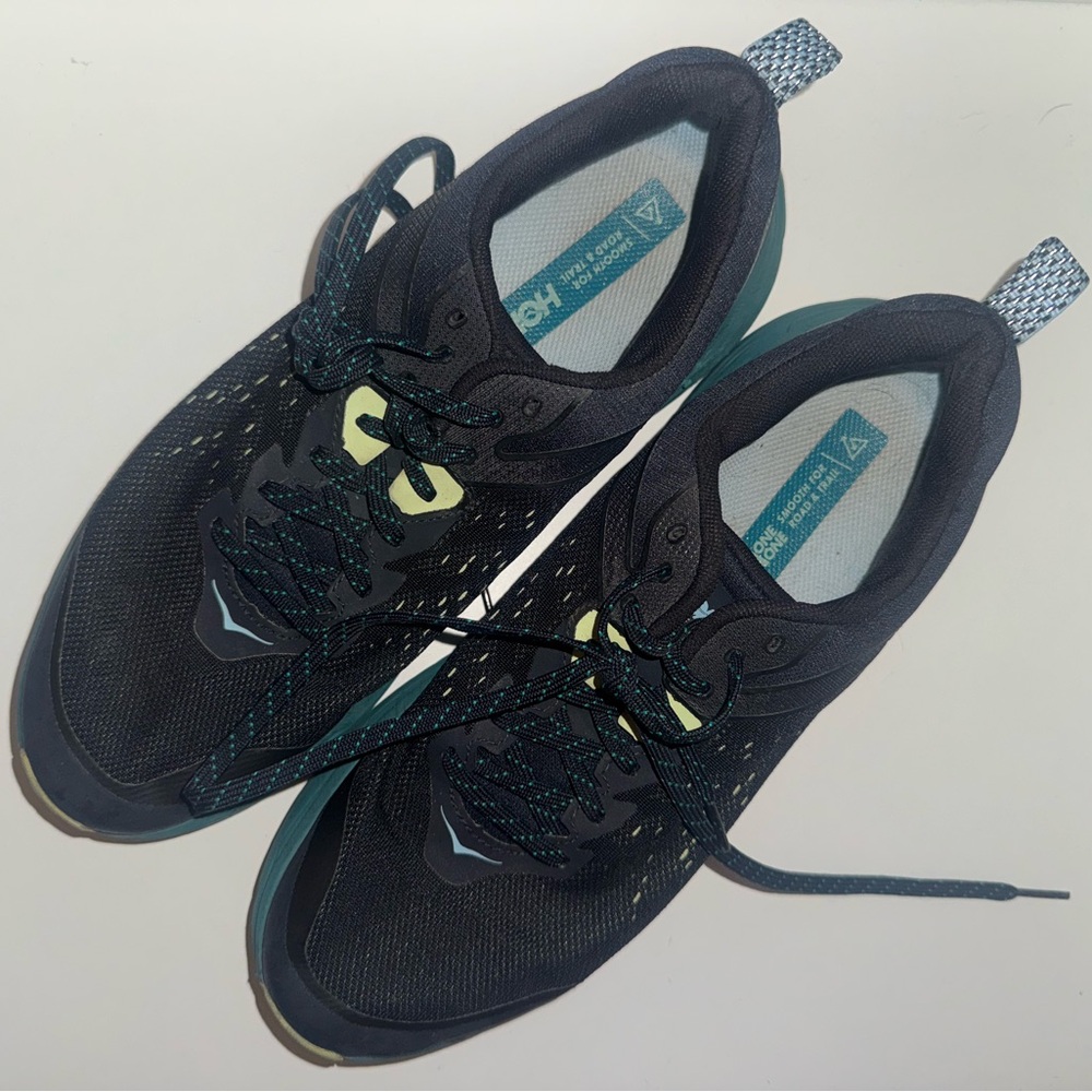 Hoka Black and Teal Athletic Shoes